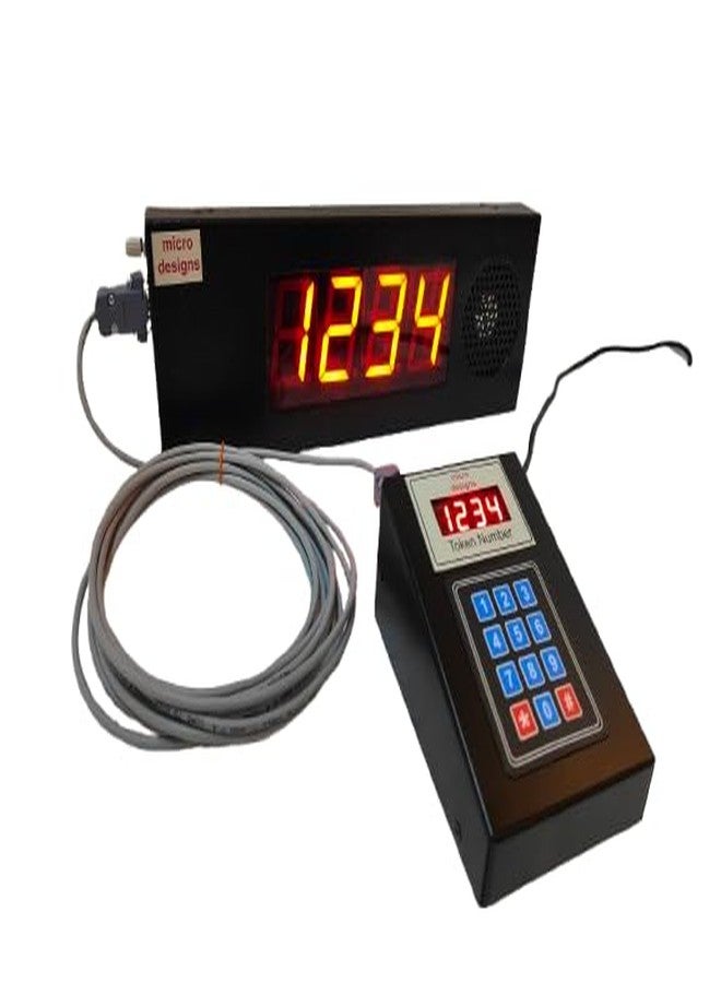 micro designs full 4-digit Token Display System with DUAL ENGLISH & HINDI VOICE announcement; Fully Metal body; 5 m cable - Image 3